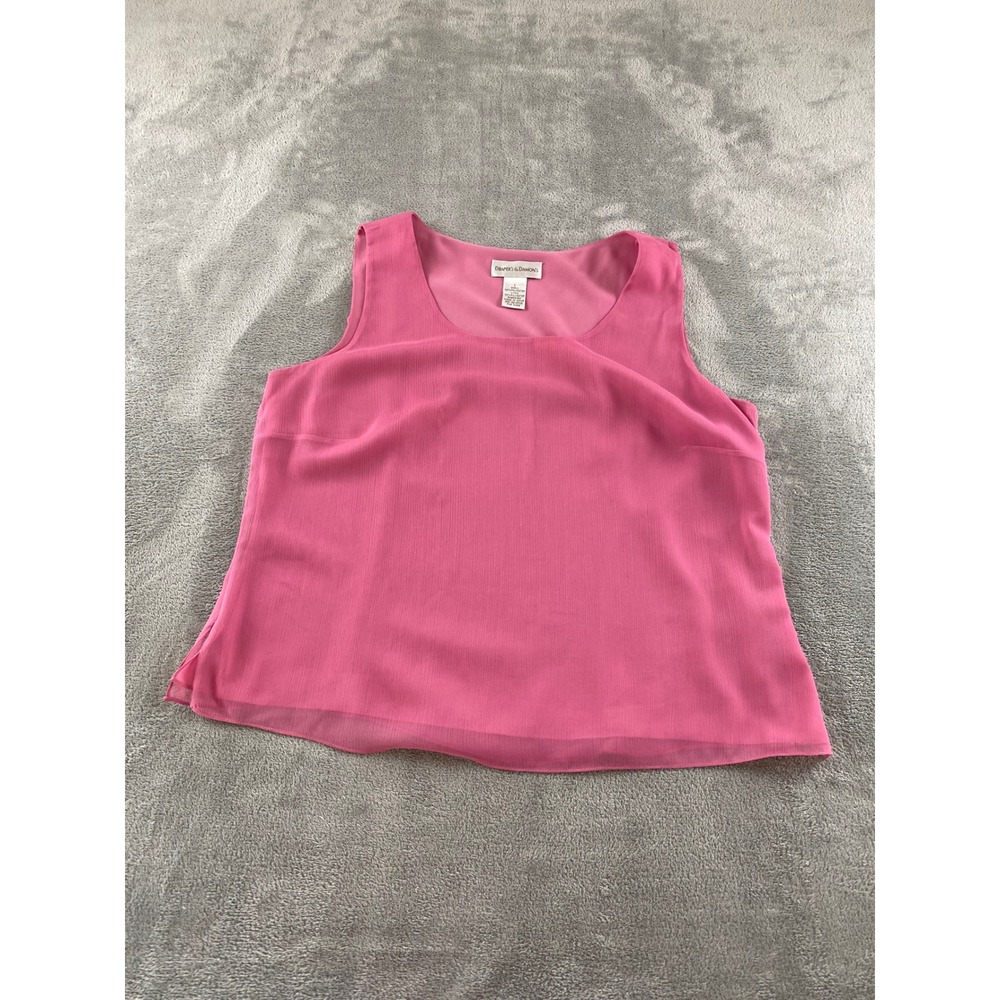 Draper's & Damon's Pink Sleeveless Layered Shell Top Size L Side Zip Scoop Neck